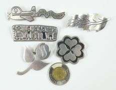 5 STERLING SILVER BROOCHES