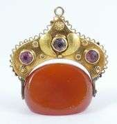ANTIQUE JEWELLED GOLD FOB