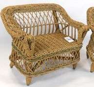 HANDMADE WICKER DOLL CHAIR & LOVESEAT