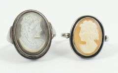 2 ANTIQUE CAMEO RINGS