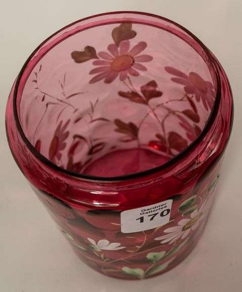 CRANBERRY GLASS PICKLE CRUET