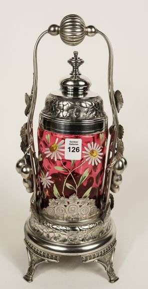 CRANBERRY GLASS PICKLE CRUET