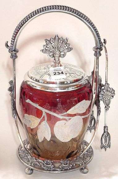 AMBERINA GLASS PICKLE CRUET