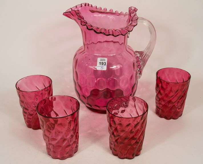 CRANBERRY GLASS LEMONADE SET
