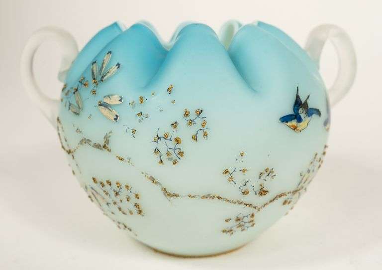 FOUR SATIN GLASS VASES