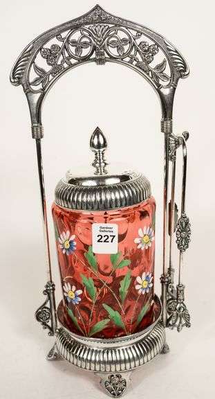 CRANBERRY GLASS PICKLE CRUET