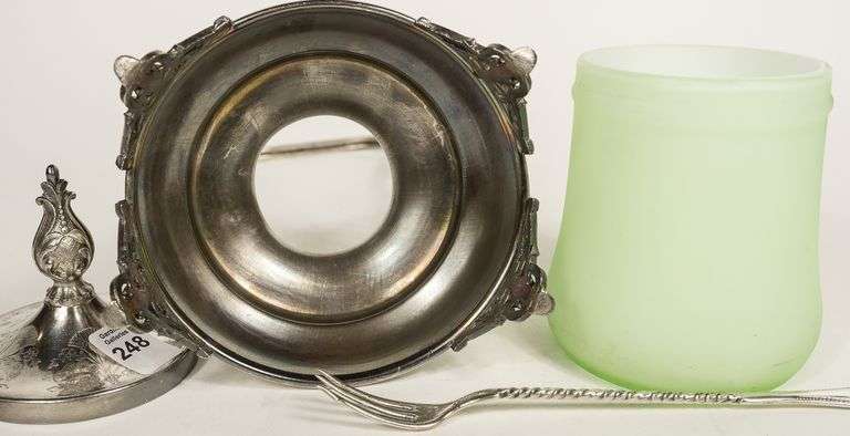 CASED SATIN URANIUM GLASS PICKLE CRUET