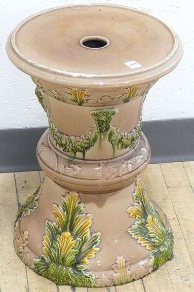 MAJOLICA POTTERY PLANT STAND