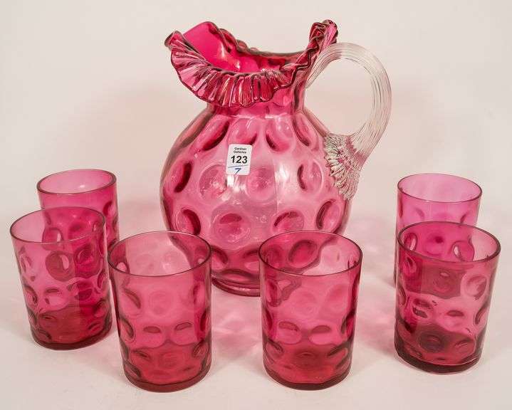 CRANBERRY GLASS LEMONADE SET