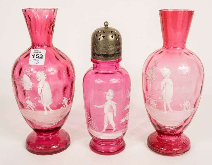 THREE PIECES OF MARY GREGORY GLASS