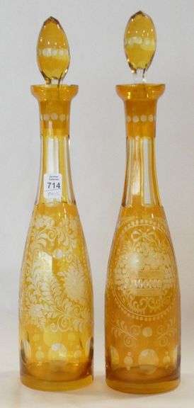 PAIR OF BOHEMIAN CRYSTAL DECANTERS
