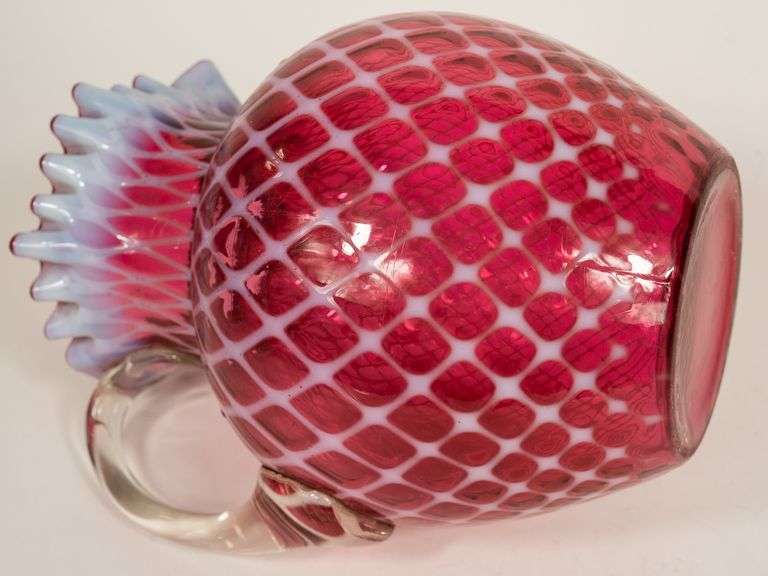 OPALESCENT CRANBERRY GLASS PITCHER