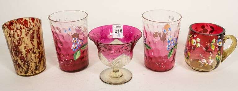 TUMBLERS, MUG AND STEMMED CUP