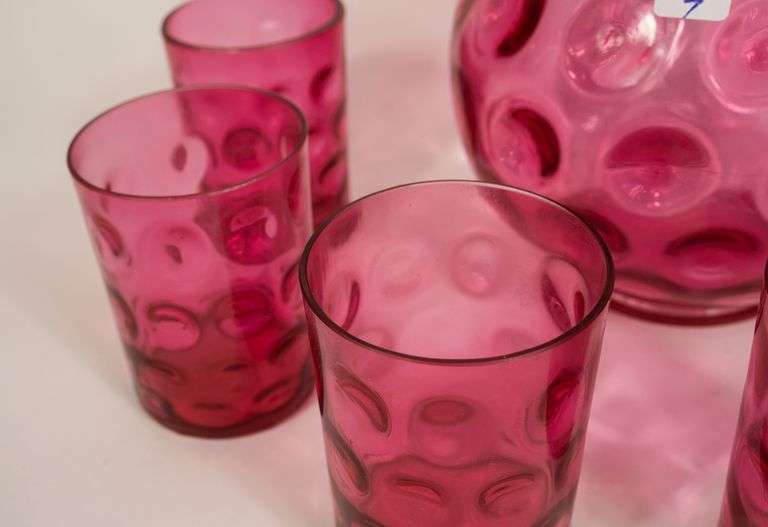 CRANBERRY GLASS LEMONADE SET