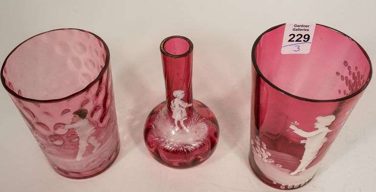 THREE PIECES OF MARY GREGORY GLASS