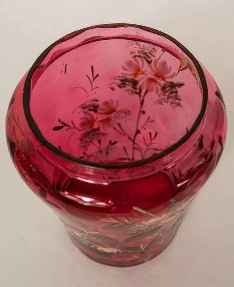 CRANBERRY GLASS PICKLE CRUET
