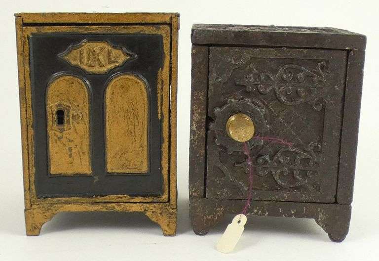 3 ANTIQUE CAST IRON SAFE BANKS