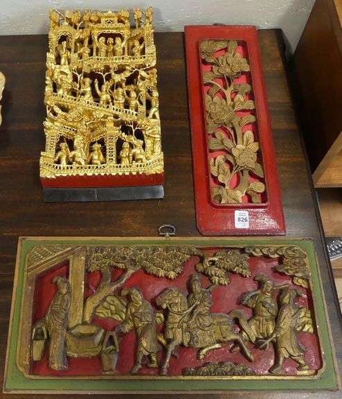 THREE CHINESE TEMPLE CARVINGS