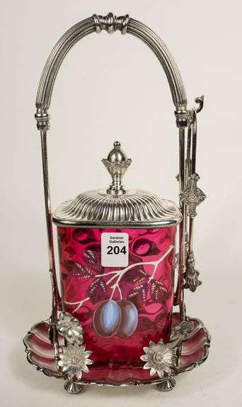 CRANBERRY GLASS PICKLE CRUET