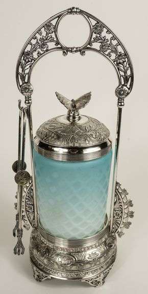 QUILTED SATIN GLASS PICKLE CRUET