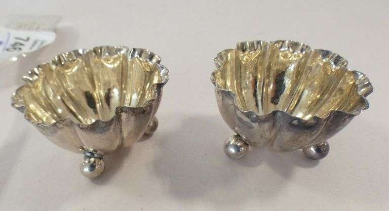 STERLING STUFFING SPOON AND OPEN SALTS