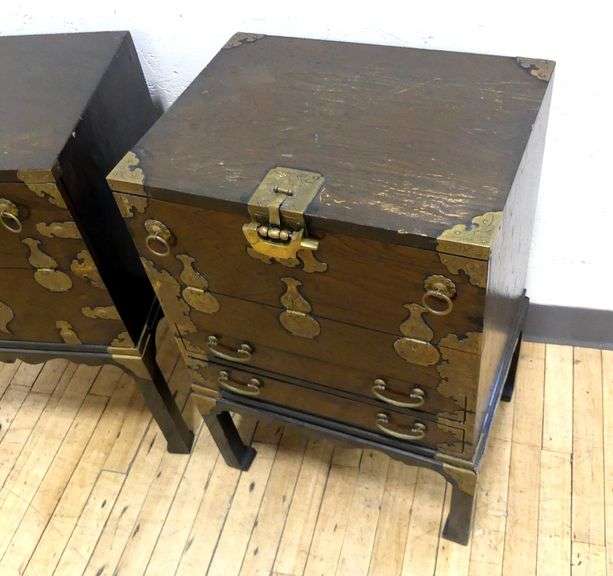 PAIR OF ASIAN LAMP COMMODES