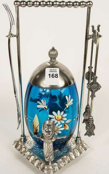 BLUE GLASS PICKLE CRUET