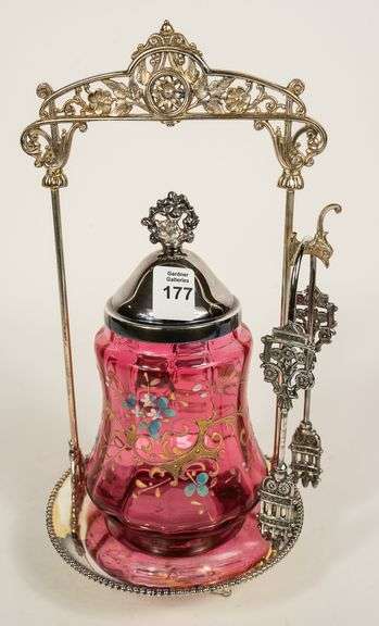 CRANBERRY GLASS PICKLE CRUET