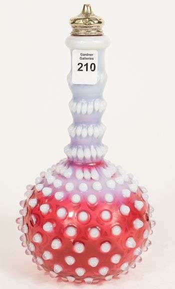 OPALESCENT HOBNAIL GLASS BARBER'S BOTTLE