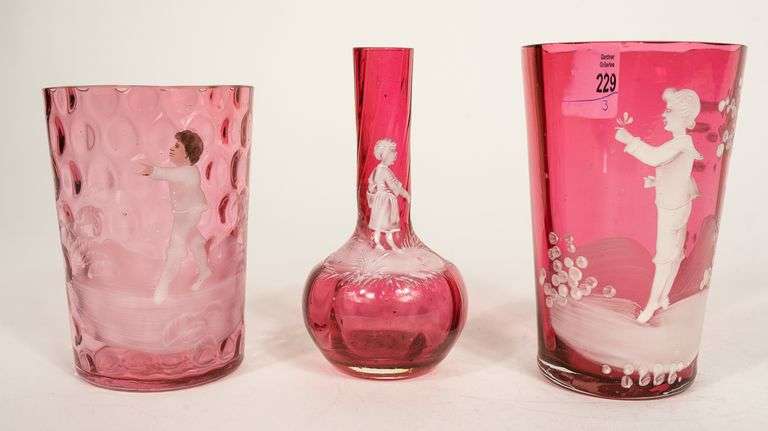 THREE PIECES OF MARY GREGORY GLASS