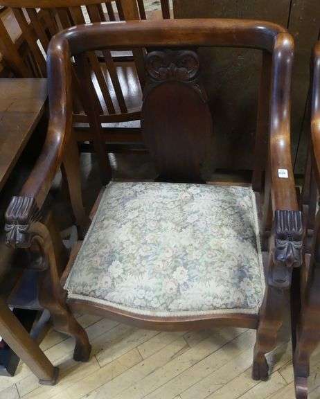 MAHOGANY "DRAGON" PARLOUR ROCKER AND ARMCHAIR