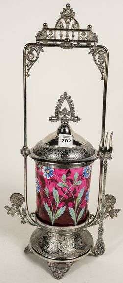 CRANBERRY GLASS PICKLE CRUET