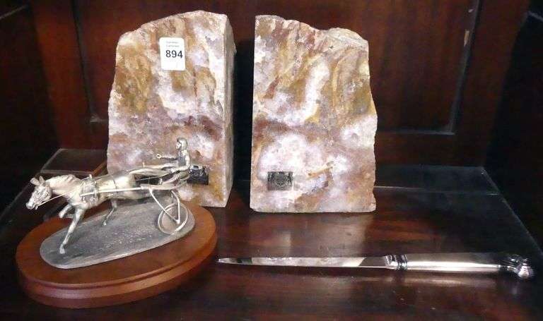 BOOKENDS, FIGURINE AND LETTER OPENER