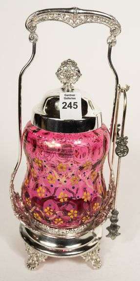 CRANBERRY GLASS PICKLE CRUET