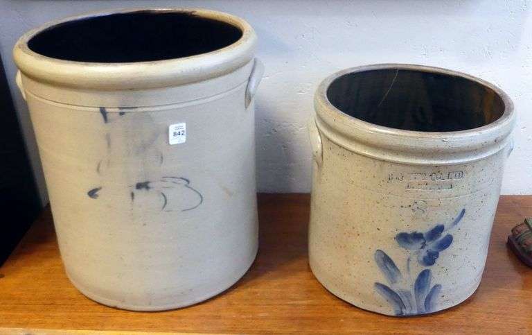 TWO ANTIQUE STONEWARE CROCKS