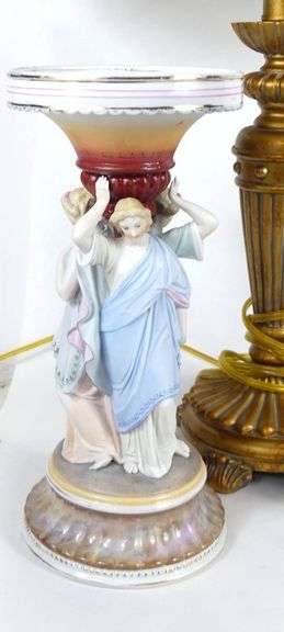 TABLE LAMP, GLASSWARE, POTTERY