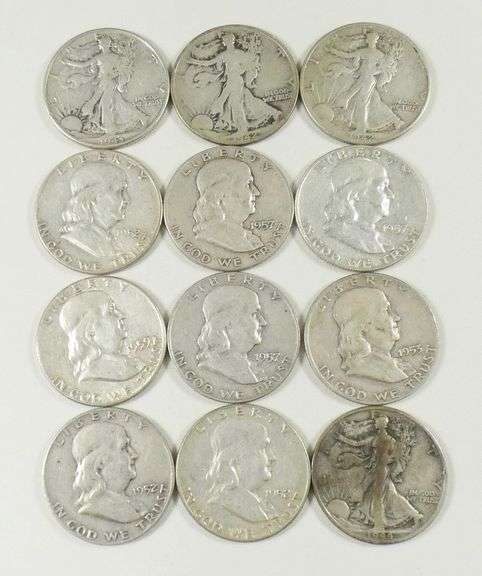 12 U.S. SILVER HALF-DOLLARS