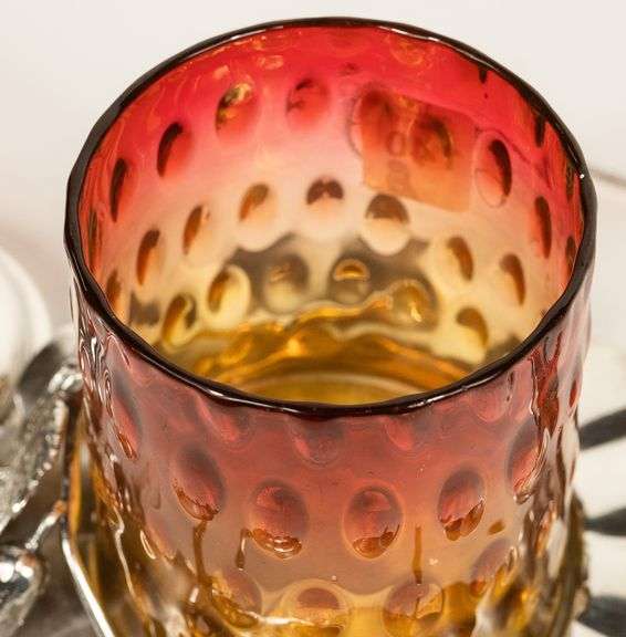 AMBERINA GLASS PICKLE CRUET