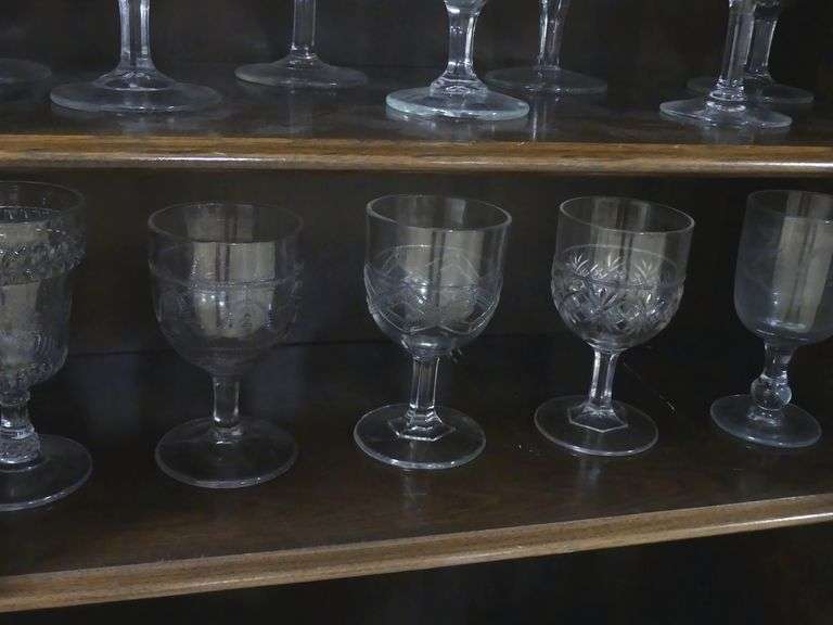 TWELVE ANTIQUE PATTERN GLASS GOBLETS