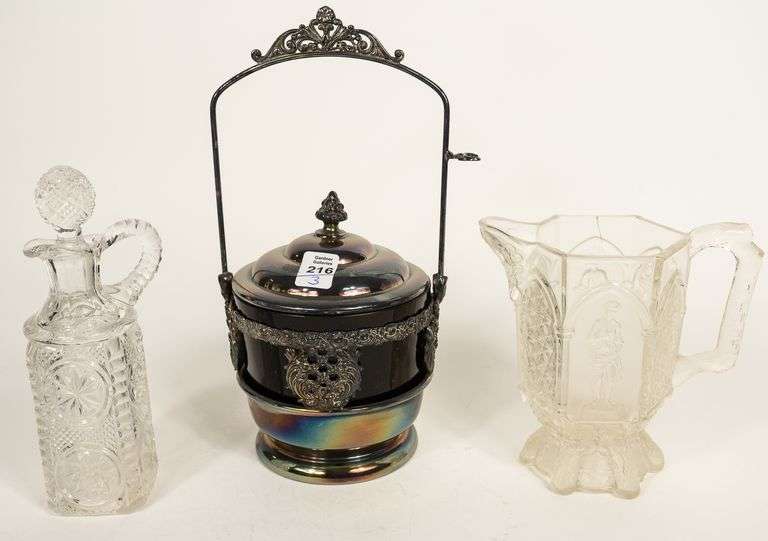 MILK PITCHER, VINEGAR CRUET AND CONDIMENT POT