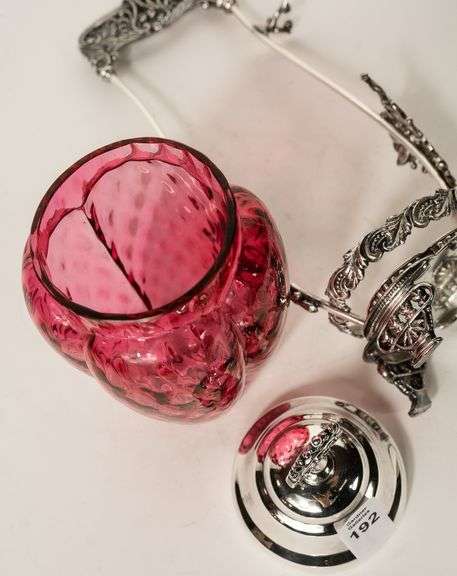 CRANBERRY GLASS PICKLE CRUET