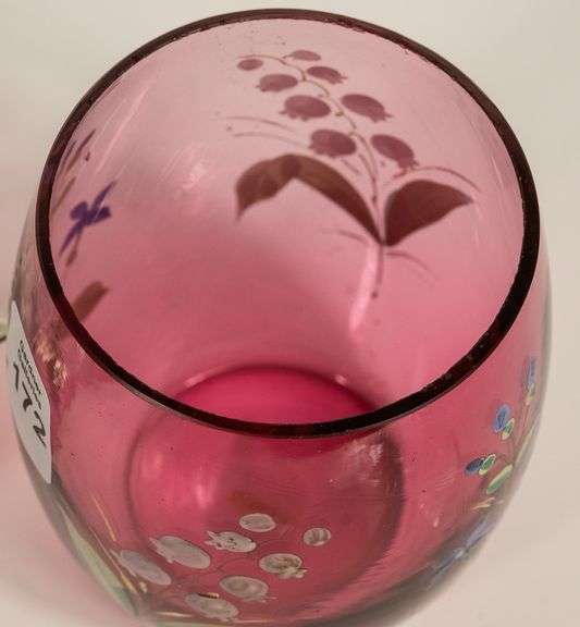 CRANBERRY GLASS PICKLE CRUET