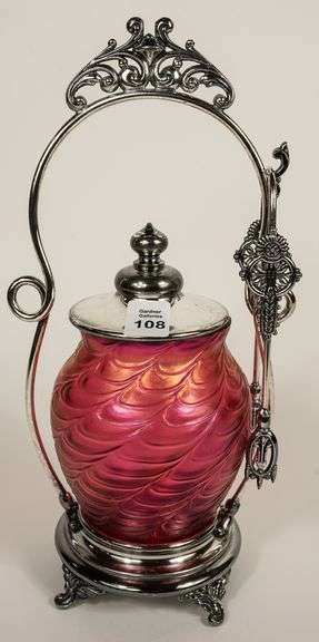 IRIDESCENT GLASS PICKLE CRUET