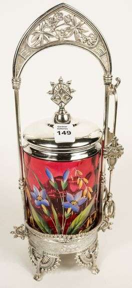 CRANBERRY GLASS PICKLE CRUET