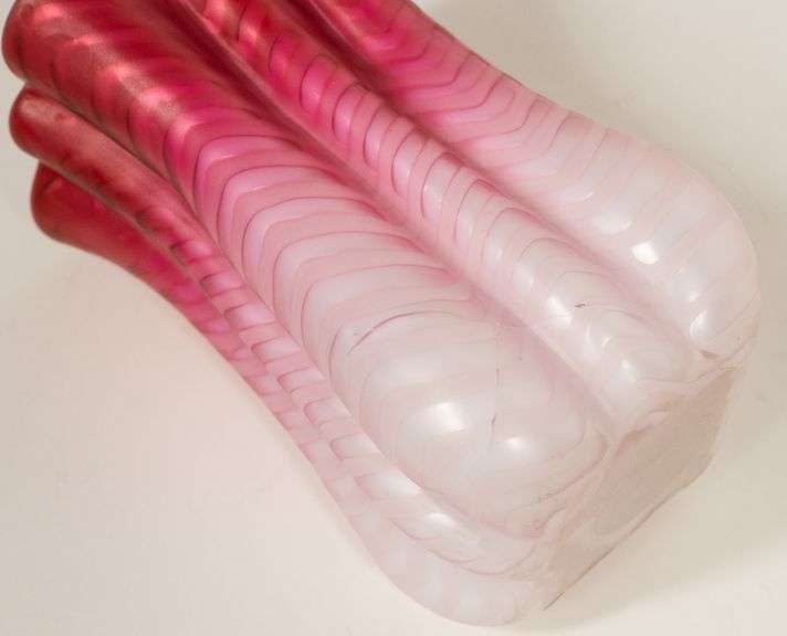 TWO SATIN GLASS VASES