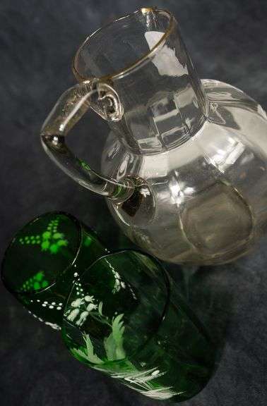 MILK PITCHER AND TWO TUMBLERS