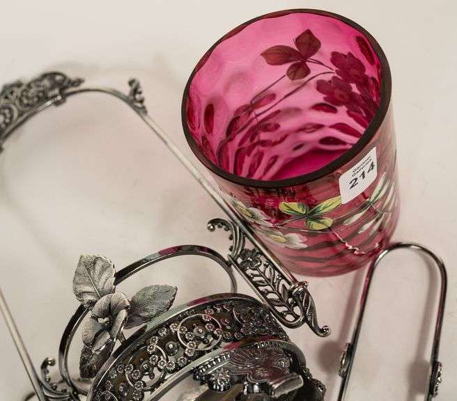 CRANBERRY GLASS PICKLE CRUET