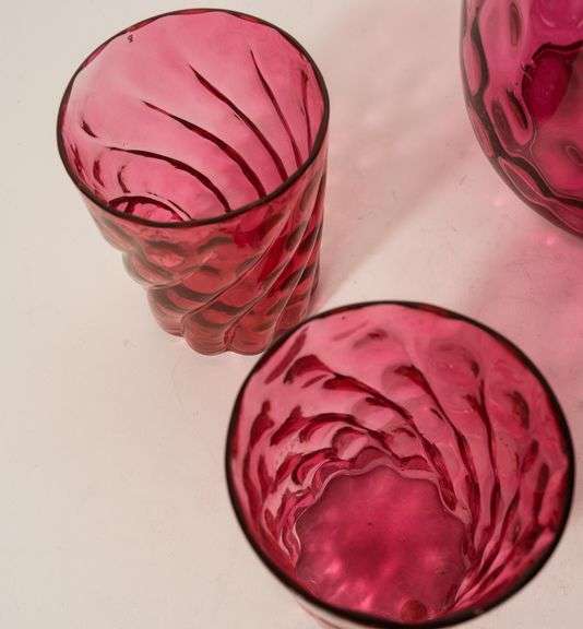 CRANBERRY GLASS LEMONADE SET