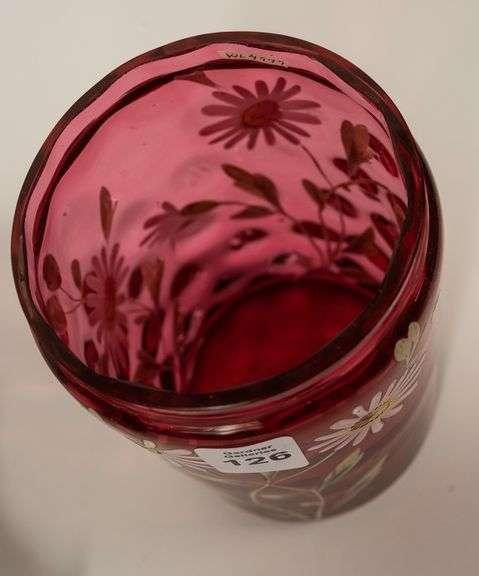 CRANBERRY GLASS PICKLE CRUET