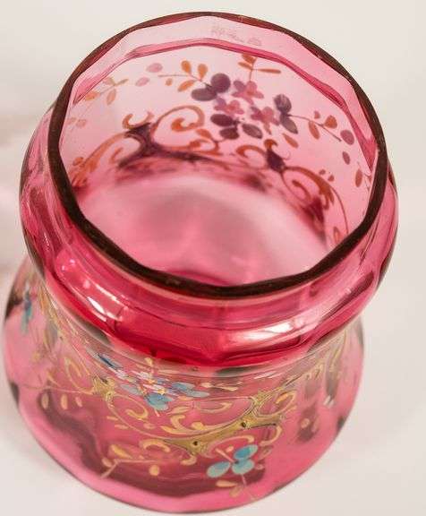CRANBERRY GLASS PICKLE CRUET